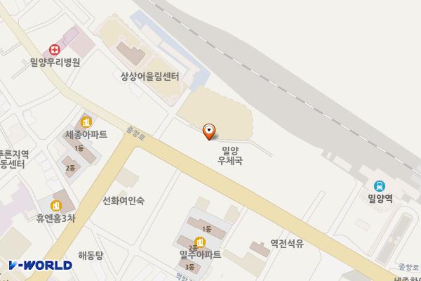 밀양우체국 위치 지도 — 경상남도 밀양시 중앙로 84