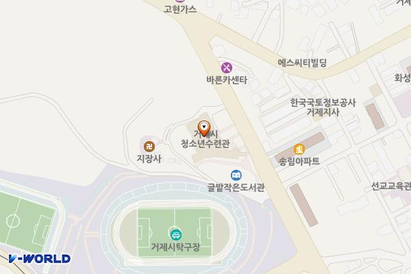 거제시청소년수련관 위치 지도 — 경상남도 거제시 계룡로 175, 거제시청소년수련관 (고현동)