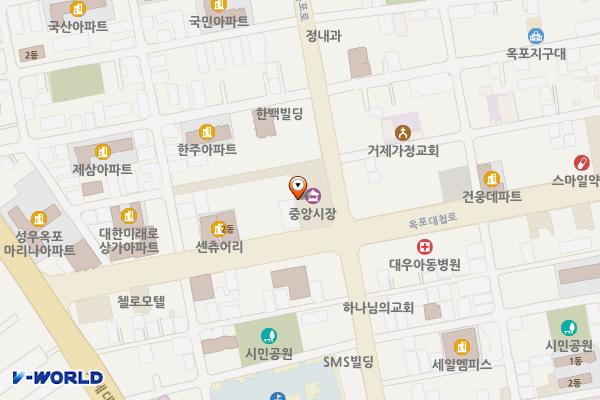 옥포중앙시장 위치 지도 — 경상남도 거제시 옥포로 215, 중앙시장 (옥포동)