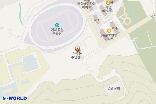 아주동주민센터 1층 위치 지도 — 경상남도 거제시 탑곡로 73, 아주동주민센터 (아주동)