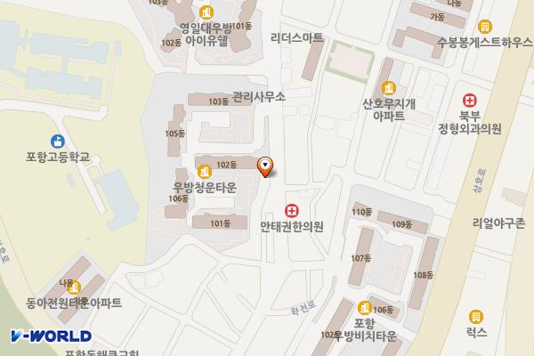 중앙동 노상1 위치 지도 — 경상북도 포항시 북구 학전로 33