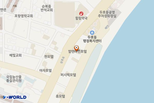 영일대해수욕장 노상 위치 지도 — 경상북도 포항시 북구 해안로 131