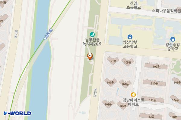 남부공원 위치 지도 — 경상남도 양산시 강변로 355, 남부공원 화장실 (남부동)