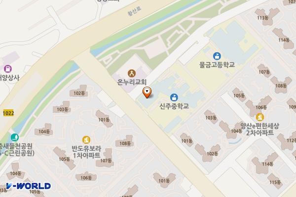 신주중학교 위치 지도 — 경상남도 양산시 물금읍 신주로 21