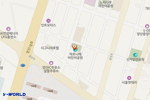마로니에어린이공원 위치 지도 — 양산시 북정동 912-1번지