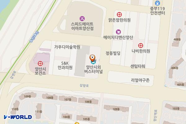 양산시외버스터미널 위치 지도 — 경상남도 양산시 양산역1길 7