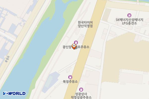 광신홀딩스(주) 양산대로주유소 위치 지도 — 경남 양산시 양산대로 1113 (북정동, SK산막주유소)