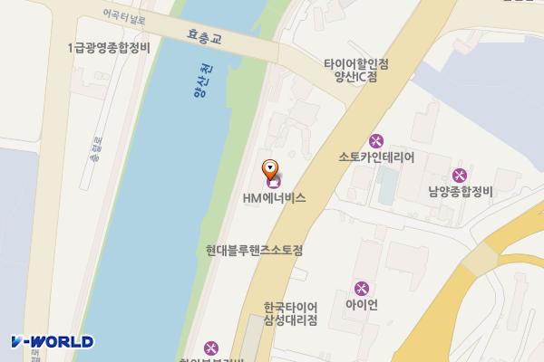 에이치디현대오일뱅크(주) 직영 양산대로 셀프 주유소 위치 지도 — 경남 양산시 상북면 양산대로 1229 (소토리, 삼량주유소)