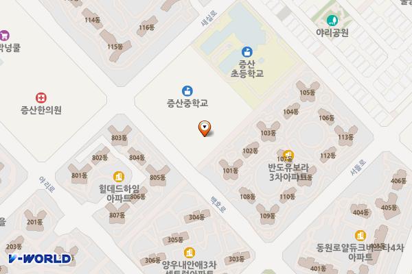 어린이영어도서관 위치 지도 — 경상남도 양산시 물금읍 백호로 125, 증산다누리터,양산시립 어린이영어도서관