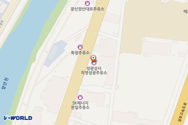 세종석유(주)성광주유소 위치 지도 — 경남 양산시 양산대로 1100 (북정동, 공장)