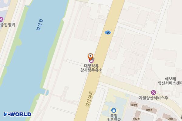 대양석유(주)참사랑주유소 위치 지도 — 경남 양산시 양산대로 1029 (북정동, 참사랑주유소)