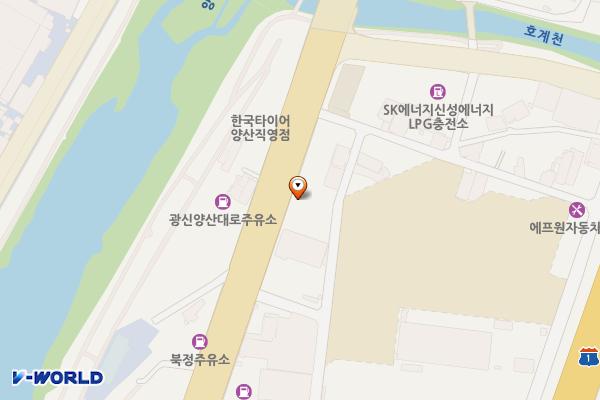 한솔유화(주)양산점 한길주유소 위치 지도 — 경남 양산시 양산대로 1120 (북정동, 흥일주유소)