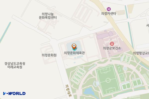 의병문화체육관 위치 지도 — 경상남도 의령군 의령읍 의병로8길 12-21, 의병문화체육관