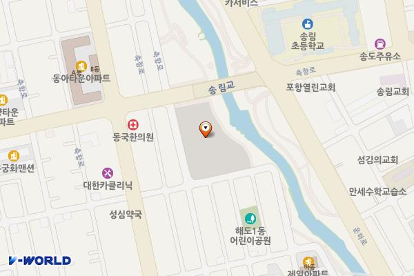 포항운하 공영주차장 위치 지도 — 경상북도 포항시 남구 해도동 550