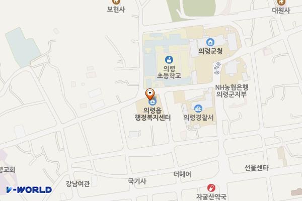 의령읍사무소 위치 지도 — 경상남도 의령군 의령읍 의병로19길 15, 의령읍행정복지센터