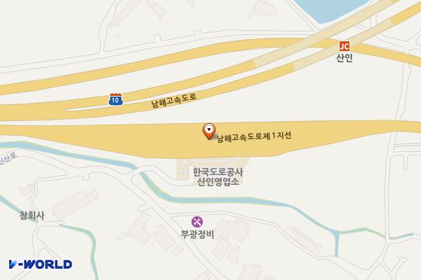 한국도로공사 산인영업소 위치 지도 — 경상남도 함안군 산인면 신산로 107 (신산리, 한국도로공사 산인영업소)