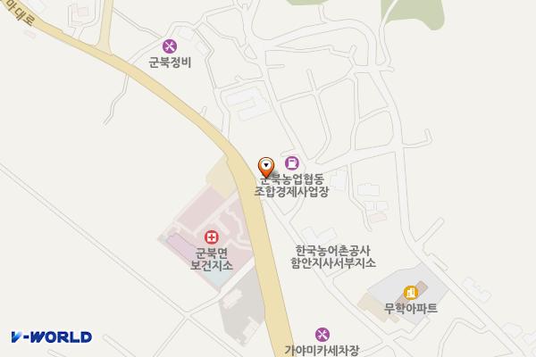 군북농협경제사업장 위치 지도 — 경상남도 함안군 군북면 중암4길 3 (중암리, 군북농협주유소)