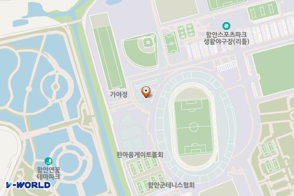 함안스포츠타운 위치 지도 — 경상남도 함안군 가야읍 함안대로 619, 함안공설운동장