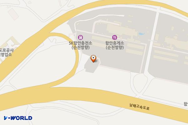 함안(순천)휴게소 위치 지도 — 경상남도 함안군 군북면 현포로 205-1 (유현리, 함안휴게소 순천방향)