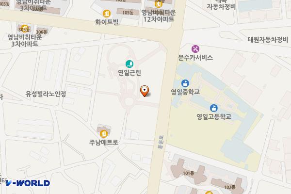 연일복지회관 옆 노외주차장 위치 지도 — 경상북도 포항시 남구 연일읍 동문리 43-2