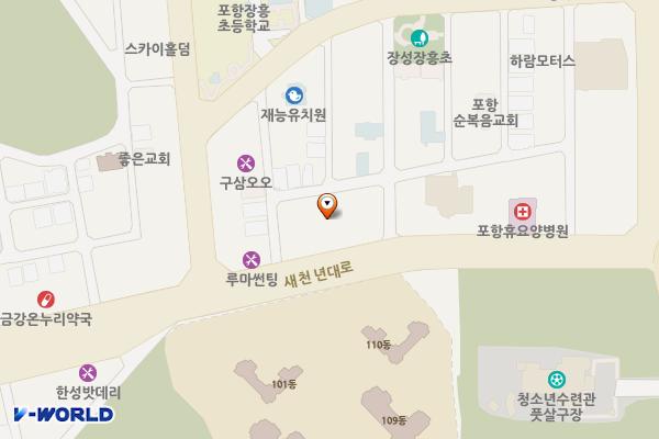 장성동 유휴시유지 공영주차장 위치 지도 — 경상북도 포항시 북구 장성동 1438-1
